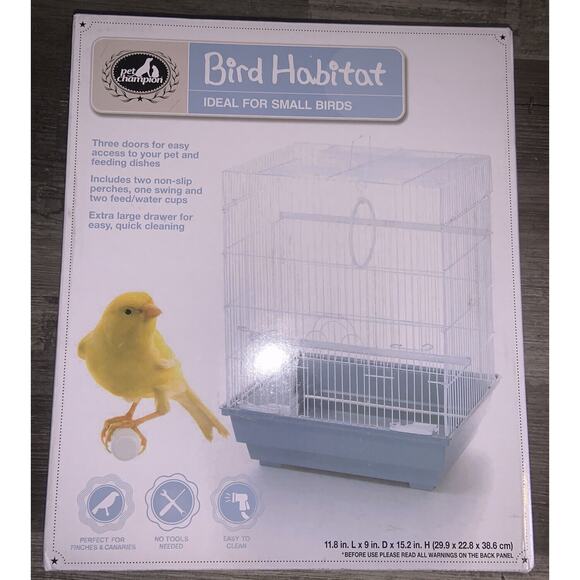 PET CHAMPION 15" SMALL BIRD WIRE HABITAT WITH FLAT ROOF, WHITE *DM - Picture 1 of 9